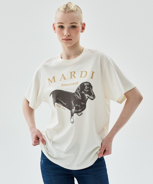 Mardi Mercredi（マルディメクルディ）の「TSHIRT DDANJI / Tシャツ ダンジ（Tシャツ/カットソー・レディース・アイボリー系2/アイボリー系1/アイボリー系・FREE）」の2枚目の写真