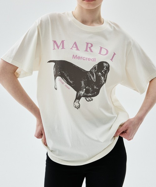 Mardi Mercredi（マルディメクルディ）の「TSHIRT DDANJI / Tシャツ ダンジ（Tシャツ/カットソー・レディース・アイボリー系2/アイボリー系1/アイボリー系・FREE）」の5枚目の写真
