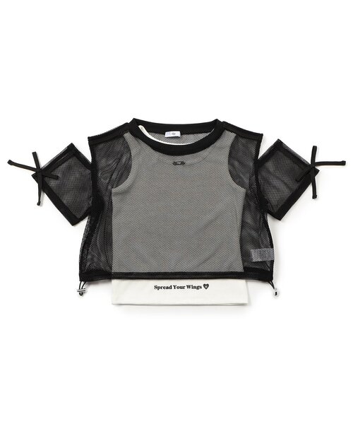 algy(アルジー)の「メッシュ肩あきラインT半袖Tシャツ&タンクトップセット(その他トップス・キッズ・サックスブルー/ブラック/オフホワイト・150/140/130/160)」の3枚目の写真