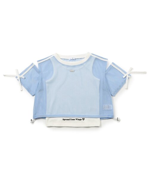 algy(アルジー)の「メッシュ肩あきラインT半袖Tシャツ&タンクトップセット(その他トップス・キッズ・サックスブルー/ブラック/オフホワイト・150/140/130/160)」の14枚目の写真