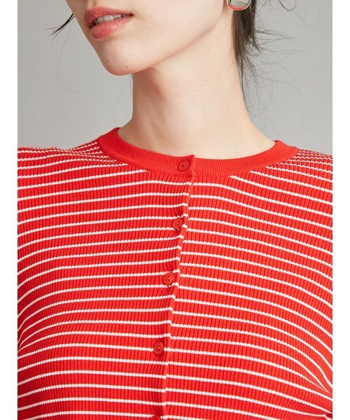 Mila Owen(ミラオーウェン)の「【UVカット】【ウォッシャブル】【吸水速乾】アクティブリブニット短丈カーディガン(カーディガン/ボレロ・レディース・ブラック/レッド/ホワイト・F)」の9枚目の写真