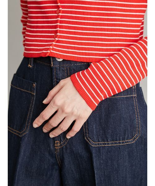 Mila Owen(ミラオーウェン)の「【UVカット】【ウォッシャブル】【吸水速乾】アクティブリブニット短丈カーディガン(カーディガン/ボレロ・レディース・ブラック/レッド/ホワイト・F)」の11枚目の写真