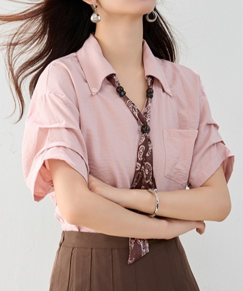 AMAJI(アマジ)の「スカーフ付き ドレープシャツ(シャツ/ブラウス・レディース・ライトピンク・SMALL/MEDIUM/LARGE/X-LARGE)」の3枚目の写真