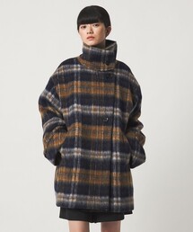 <EMMEL REFINES>EM シャギー チェック ミディアム コート