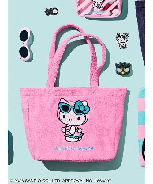 SUMMER BEACH CLUB】ハローキティ パイルトートバッグ（ハンドバッグ
