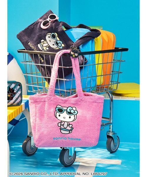 SUMMER BEACH CLUB】ハローキティ パイルトートバッグ（ハンドバッグ