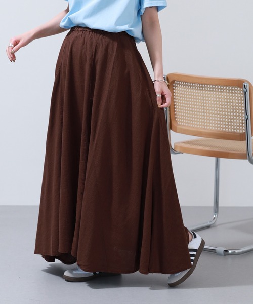 OMNES(オムネス)の「麻レーヨン フレアスカート(スカート・レディース・ブラウン・F)」の9枚目の写真
