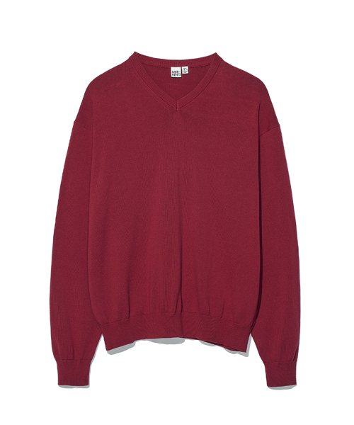 V‑neck knit sweater, красный
