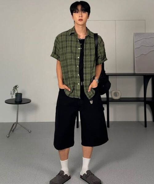 AKECII（アケシ）の「ヘリソンバミューダコットンパンツ_ウォッシュドブラック（その他パンツ・メンズ・その他・SMALL/MEDIUM/LARGE）」の8枚目の写真