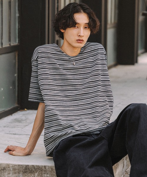 Bleme(ブレム)の「ベーシックボーダークルーネックTシャツ(Tシャツ/カットソー・メンズ・ホワイト系/ブラック系・L/M/S/XL)」の7枚目の写真