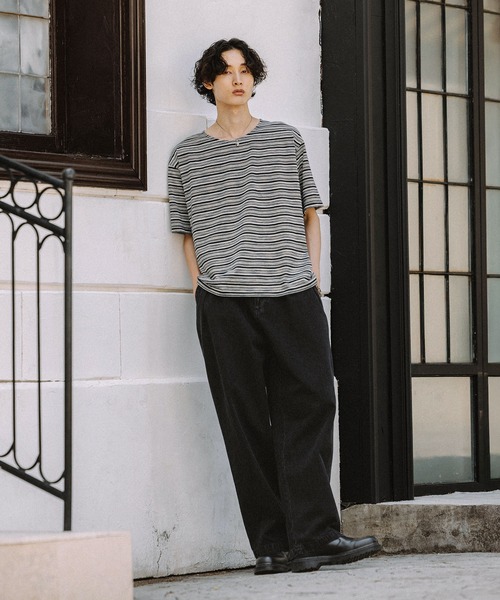 Bleme(ブレム)の「ベーシックボーダークルーネックTシャツ(Tシャツ/カットソー・メンズ・ホワイト系/ブラック系・L/M/S/XL)」の10枚目の写真