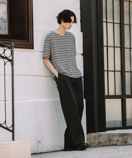 Bleme(ブレム)の「ベーシックボーダークルーネックTシャツ(Tシャツ/カットソー・メンズ・ホワイト系/ブラック系・L/M/S/XL)」の11枚目の写真