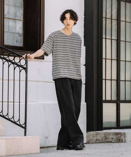 Bleme(ブレム)の「ベーシックボーダークルーネックTシャツ(Tシャツ/カットソー・メンズ・ホワイト系/ブラック系・L/M/S/XL)」の13枚目の写真