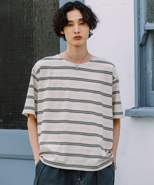 Bleme(ブレム)の「ベーシックボーダークルーネックTシャツ(Tシャツ/カットソー・メンズ・ホワイト系/ブラック系・L/M/S/XL)」の21枚目の写真