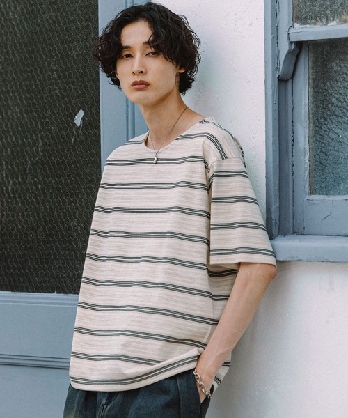 Bleme(ブレム)の「ベーシックボーダークルーネックTシャツ(Tシャツ/カットソー・メンズ・ホワイト系/ブラック系・L/M/S/XL)」の22枚目の写真