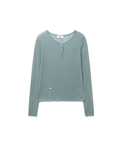 COSTUMEOCLOCK WOMAN(カスタムオクロック ウーマン)の「リネンシースルーゴルジヘンリーネックニット5COLORCOWKT019(Tシャツ/カットソー・レディース・ブラック/ダークグリーン/アイボリー/ライトグレー/エメラルド・F)」の5枚目の写真
