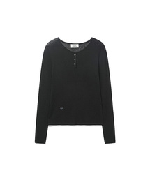 リネンシースルーゴルジヘンリーネックニット5COLORCOWKT019