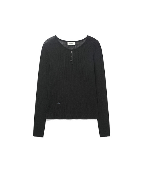 COSTUMEOCLOCK WOMAN(カスタムオクロック ウーマン)の「リネンシースルーゴルジヘンリーネックニット5COLORCOWKT019(Tシャツ/カットソー・レディース・ブラック/ダークグリーン/アイボリー/ライトグレー/エメラルド・F)」の1枚目の写真