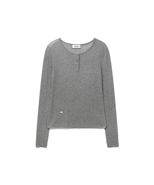 COSTUMEOCLOCK WOMAN(カスタムオクロック ウーマン)の「リネンシースルーゴルジヘンリーネックニット5COLORCOWKT019(Tシャツ/カットソー・レディース・ブラック/ダークグリーン/アイボリー/ライトグレー/エメラルド・F)」の4枚目の写真