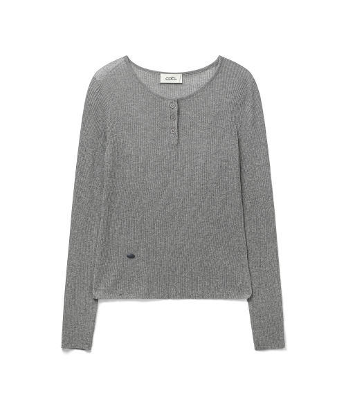 COSTUMEOCLOCK WOMAN(カスタムオクロック ウーマン)の「リネンシースルーゴルジヘンリーネックニット5COLORCOWKT019(Tシャツ/カットソー・レディース・ブラック/ダークグリーン/アイボリー/ライトグレー/エメラルド・F)」の7枚目の写真