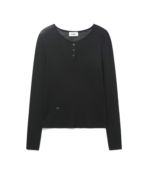 COSTUMEOCLOCK WOMAN(カスタムオクロック ウーマン)の「リネンシースルーゴルジヘンリーネックニット5COLORCOWKT019(Tシャツ/カットソー・レディース・ブラック/ダークグリーン/アイボリー/ライトグレー/エメラルド・F)」の9枚目の写真