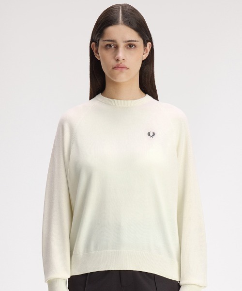 FRED PERRY(フレッドペリー)の「Crew Neck Jumper/クルーネックジャンパー(ニット/セーター・レディース・ダークグリーン/ベージュ・8/10)」の12枚目の写真