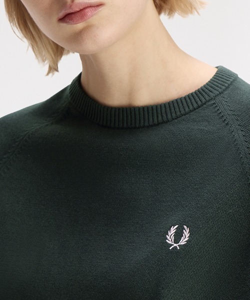 FRED PERRY(フレッドペリー)の「Crew Neck Jumper/クルーネックジャンパー(ニット/セーター・レディース・ダークグリーン/ベージュ・8/10)」の10枚目の写真