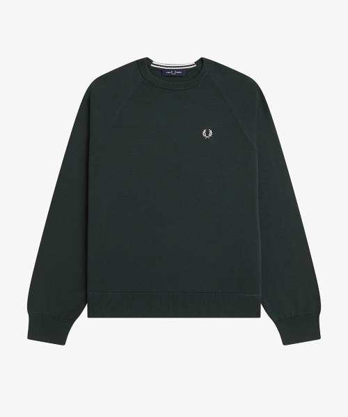 FRED PERRY(フレッドペリー)の「Crew Neck Jumper/クルーネックジャンパー(ニット/セーター・レディース・ダークグリーン/ベージュ・8/10)」の4枚目の写真