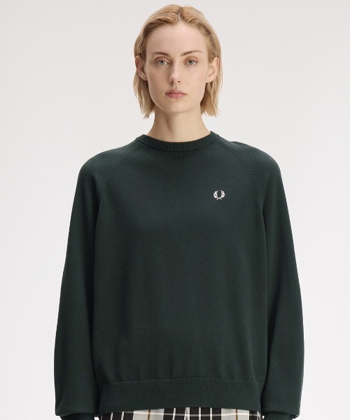 FRED PERRY(フレッドペリー)の「Crew Neck Jumper/クルーネックジャンパー(ニット/セーター・レディース・ダークグリーン/ベージュ・8/10)」の11枚目の写真