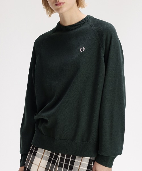 FRED PERRY(フレッドペリー)の「Crew Neck Jumper/クルーネックジャンパー(ニット/セーター・レディース・ダークグリーン/ベージュ・8/10)」の8枚目の写真