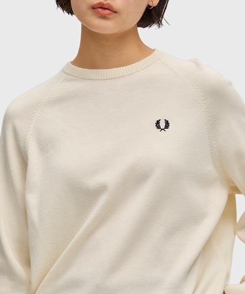 FRED PERRY(フレッドペリー)の「Crew Neck Jumper/クルーネックジャンパー(ニット/セーター・レディース・ダークグリーン/ベージュ・8/10)」の18枚目の写真