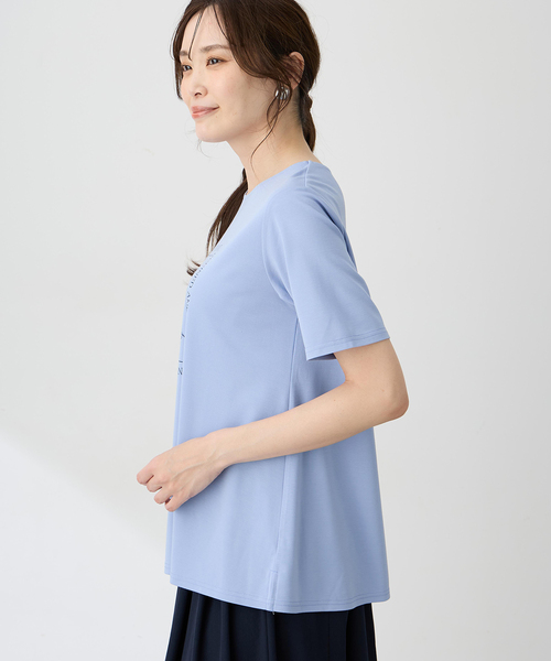 A/C DESIGN BY ALPHA CUBIC(エーシーデザインバイアルファキュービック)の「フラワーイラストプリントTシャツ【ひやツヤ・UVカット・接触冷感・大きいサイズあり】(Tシャツ/カットソー・レディース・ライトグレー/サックスブルー/ネイビー・M/L/LL/3L)」の5枚目の写真