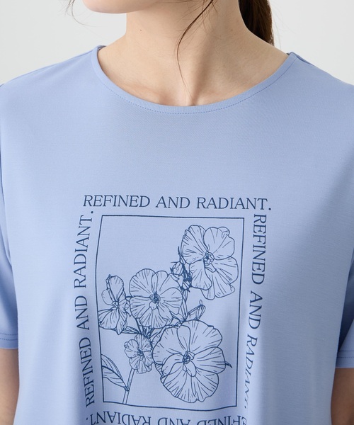 A/C DESIGN BY ALPHA CUBIC(エーシーデザインバイアルファキュービック)の「フラワーイラストプリントTシャツ【ひやツヤ・UVカット・接触冷感・大きいサイズあり】(Tシャツ/カットソー・レディース・ライトグレー/サックスブルー/ネイビー・M/L/LL/3L)」の15枚目の写真