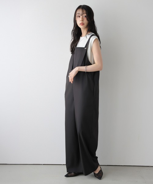 SUGAR BISKET(シュガービスケット)の「前後2WAY ワイドサロペット(サロペット/オーバーオール・レディース・ピンク/アイボリー/ベージュ/ブラウン/ブラック・フリー)」の1枚目の写真