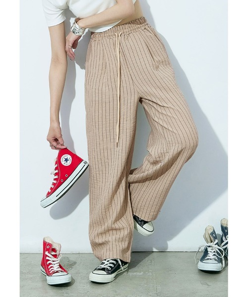 Fashion Letter(ファッションレター)の「ストライプイージーパジャマパンツ(その他パンツ・レディース・グレー/ベージュ・M/L)」の1枚目の写真