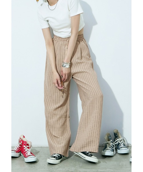Fashion Letter(ファッションレター)の「ストライプイージーパジャマパンツ(その他パンツ・レディース・グレー/ベージュ・M/L)」の4枚目の写真