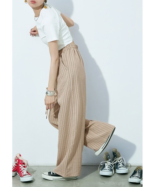 Fashion Letter(ファッションレター)の「ストライプイージーパジャマパンツ(その他パンツ・レディース・グレー/ベージュ・M/L)」の9枚目の写真