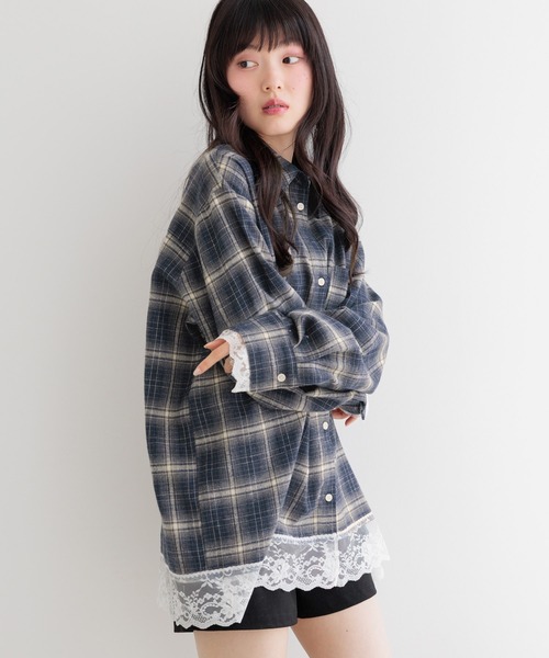 Heather(ヘザー)の「2WAYレーストリムBIGシャツ 1056916(シャツ/ブラウス・レディース・ブラウン系/ホワイト系/ブルー系/ネイビー系・FREE)」の20枚目の写真