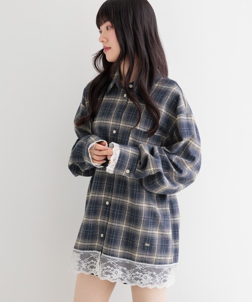 Heather(ヘザー)の「2WAYレーストリムBIGシャツ 1056916(シャツ/ブラウス・レディース・ブラウン系/ホワイト系/ブルー系/ネイビー系・FREE)」の9枚目の写真