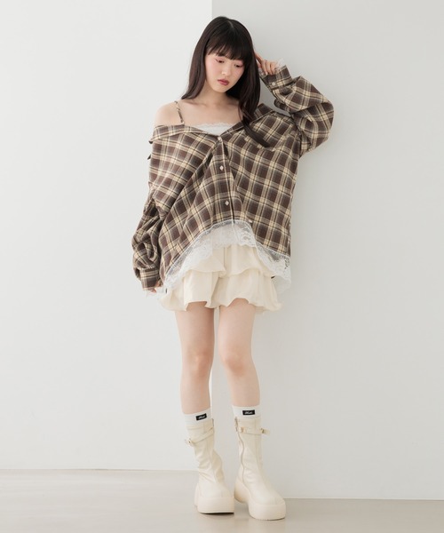 Heather(ヘザー)の「2WAYレーストリムBIGシャツ 1056916(シャツ/ブラウス・レディース・ブラウン系/ホワイト系/ブルー系/ネイビー系・FREE)」の18枚目の写真