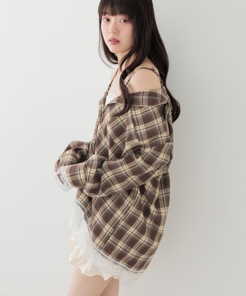Heather(ヘザー)の「2WAYレーストリムBIGシャツ 1056916(シャツ/ブラウス・レディース・ブラウン系/ホワイト系/ブルー系/ネイビー系・FREE)」の15枚目の写真