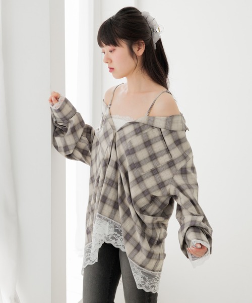 Heather(ヘザー)の「2WAYレーストリムBIGシャツ 1056916(シャツ/ブラウス・レディース・ブラウン系/ホワイト系/ブルー系/ネイビー系・FREE)」の14枚目の写真
