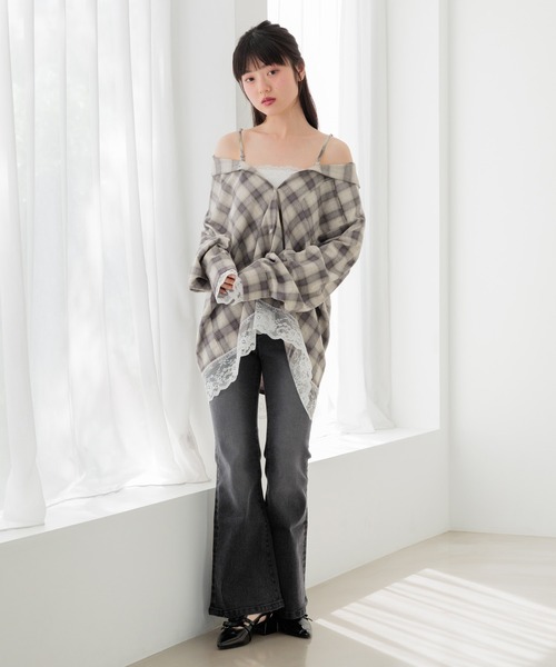 Heather(ヘザー)の「2WAYレーストリムBIGシャツ 1056916(シャツ/ブラウス・レディース・ブラウン系/ホワイト系/ブルー系/ネイビー系・FREE)」の6枚目の写真