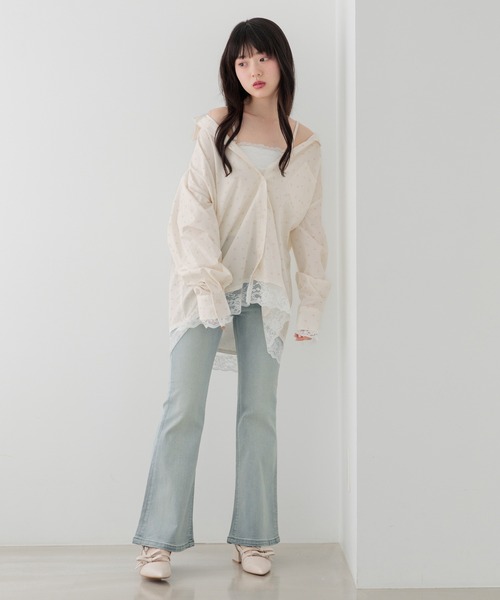 Heather(ヘザー)の「2WAYレーストリムBIGシャツ 1056916(シャツ/ブラウス・レディース・ブラウン系/ホワイト系/ブルー系/ネイビー系・FREE)」の22枚目の写真