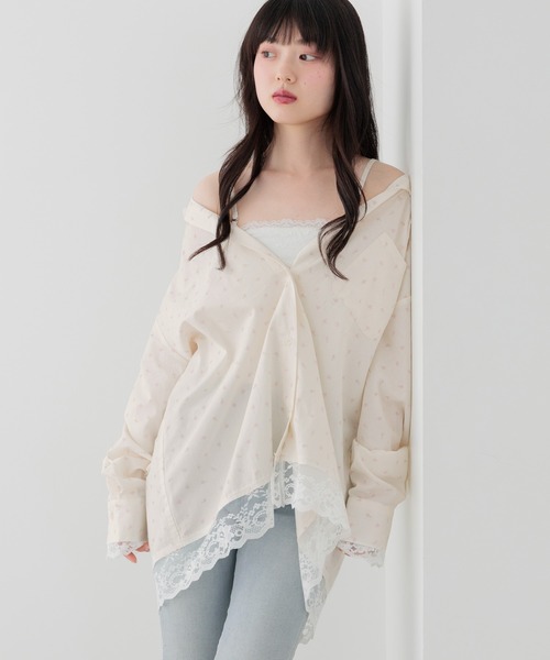 Heather(ヘザー)の「2WAYレーストリムBIGシャツ 1056916(シャツ/ブラウス・レディース・ブラウン系/ホワイト系/ブルー系/ネイビー系・FREE)」の21枚目の写真