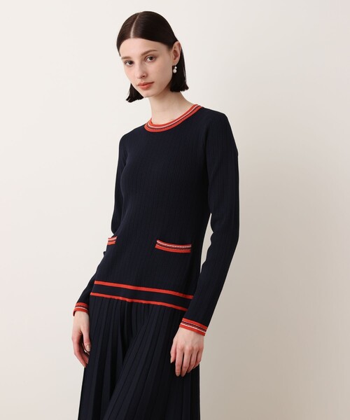 allureville(アルアバイル)の「【Oggi.jp掲載】ラインアクセントプリーツニットワンピース(ワンピース・レディース・ベージュ/ネイビー・1/2)」の11枚目の写真