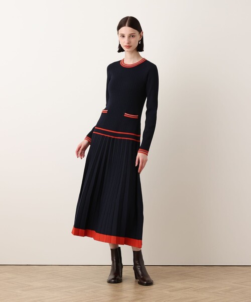 allureville(アルアバイル)の「【Oggi.jp掲載】ラインアクセントプリーツニットワンピース(ワンピース・レディース・ベージュ/ネイビー・1/2)」の10枚目の写真