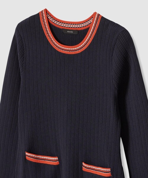 allureville(アルアバイル)の「【Oggi.jp掲載】ラインアクセントプリーツニットワンピース(ワンピース・レディース・ベージュ/ネイビー・1/2)」の5枚目の写真