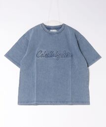 /ATELANE/硫化染 トラ刺繍、ロゴ エンボス、S/S TEE