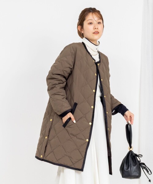 NOLLEY’S（ノーリーズ）の「【TAION×LIMONTA】別注ベロアパイピングロングダウン（ダウンジャケット/コート・レディース・ネイビー/カーキ/ブラック・FREE）」の15枚目の写真